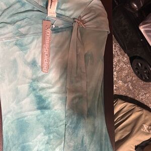 Missguided Aqua Tie-Dye Dress with Starfish Detail